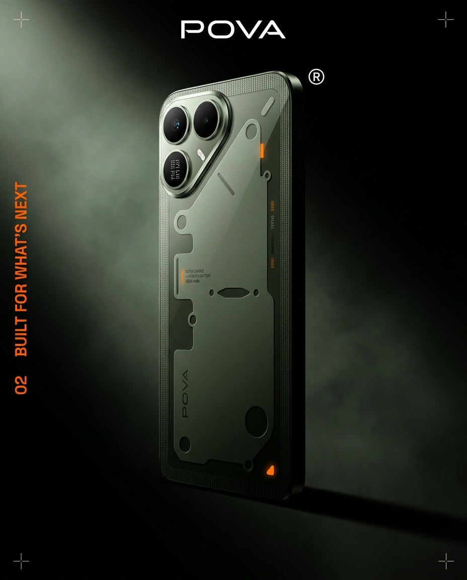 POVA 8 — campaign key visual, Terminal Green.