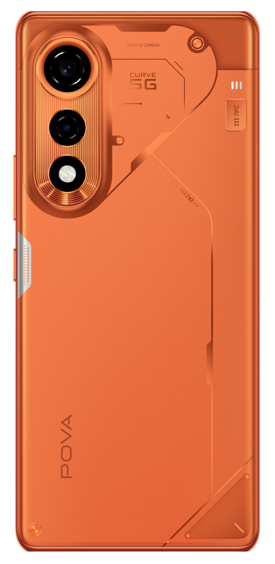 POVA Curve — Cyber Orange. Curved AMOLED, aluminium frame.